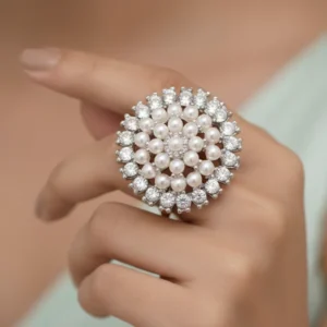 Ring Waterproof Pearl & Crystal Cocktail